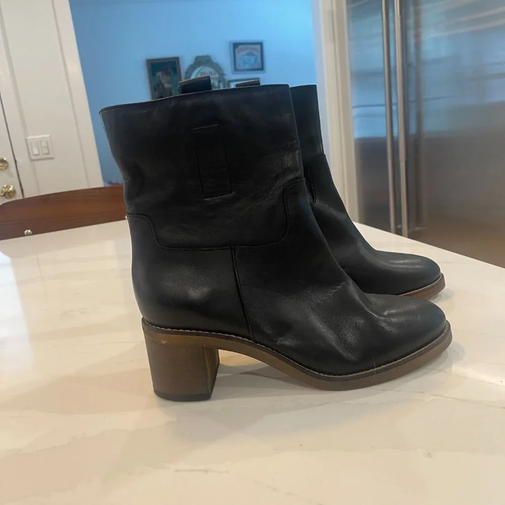 Free People Tabby Black Leather Ankle Boot Women’s Size EU 39.5 /US 9